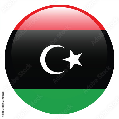 Flag of Libya. Libya round flag logo icon computer vector illustration design