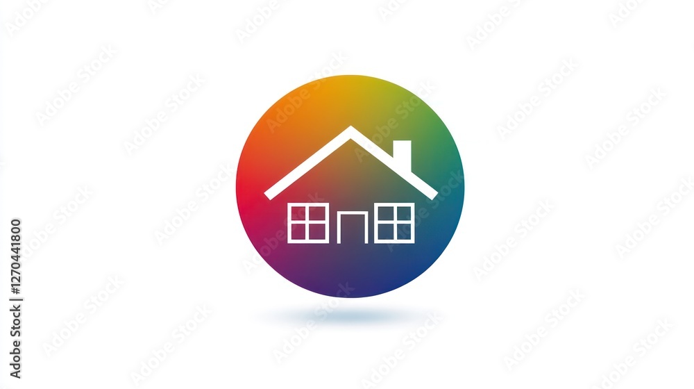 Colorful house icon, home symbol, white background, real estate Colorful house icon, home symbol, white background, real estate