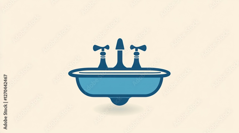Bathroom sink icon, water taps, simple design, website graphic Bathroom sink icon, water taps, simple design, website graphic