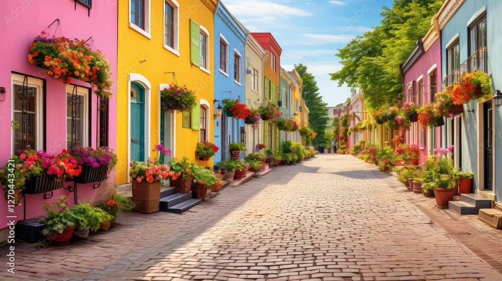 Fototapeta premium flowers colorful house