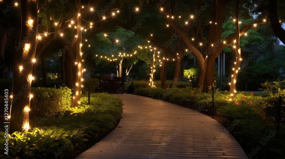 Obraz premium trees string lighting