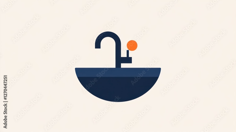 Minimalist sink icon; water conservation; simple background; website design Minimalist sink icon; water conservation; simple background; website design