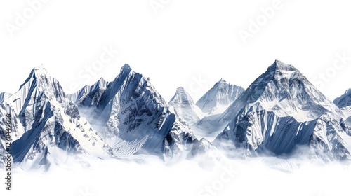 Snowy mountain range panorama, Himalayan vista, cloudscape, poster