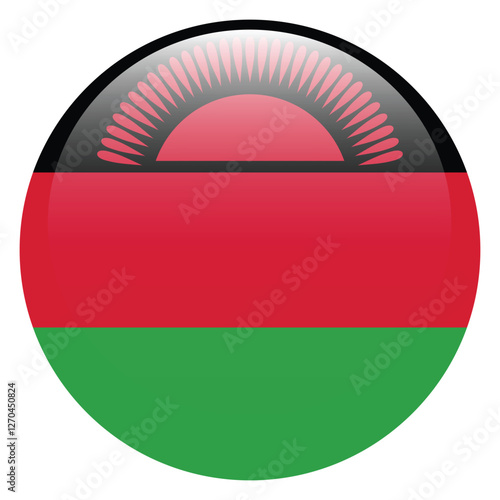 Flag of Malawi. Malawi round flag logo icon computer vector illustration design