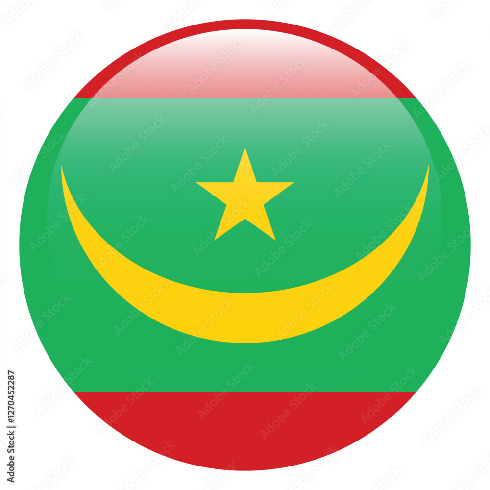 Flag of Mauritania. Mauritania round flag logo icon computer vector illustration design Flag of Mauritania. Mauritania round flag logo icon computer vector illustration design