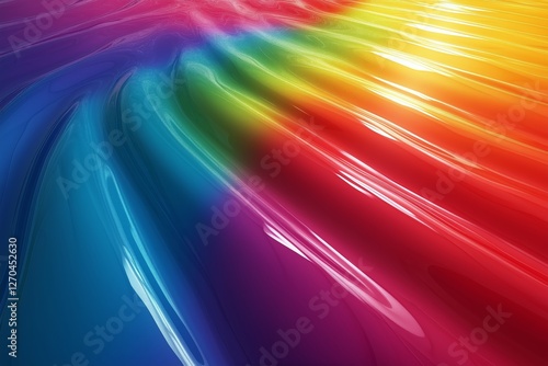 Colorful rainbow wooden planks arranged in a vibrant pattern across the surface