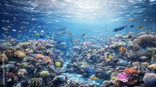 Vibrant Underwater Coral Reef Scene