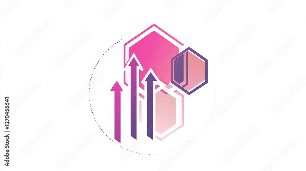 Growth chart, upward trend, abstract hexagons, data visualization, business success Growth chart, upward trend, abstract hexagons, data visualization, business success