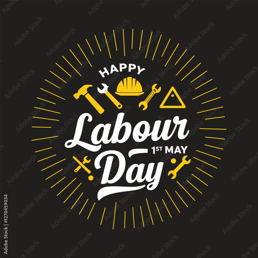 Fototapeta premium Happy Labour Day modern typography vector design with Black background