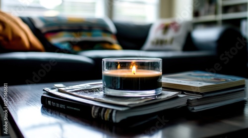 Wallpaper Mural Cozy Living Room with Lit Candle and Books Torontodigital.ca