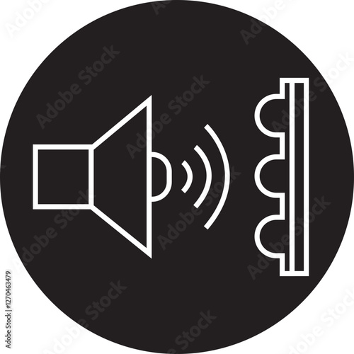 Soundproof vector icon in trendy outline style. Acoustic insulation vector sign. Acoustic panel illustration for website design and mobile app isolated on transparent background.