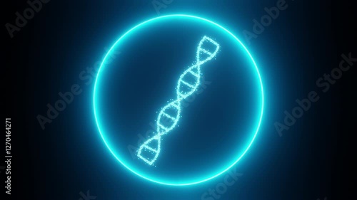 3D render Footage of futuristic DNA strands with vibrant blue hues against abstract background. detailed structure of each strand, showcasing complex geometric patterns. for medical and anatomy lesson