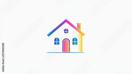 Wallpaper Mural Colorful house icon, digital illustration, white background, home buying Torontodigital.ca