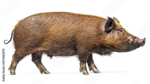 Side view of a Domestic pig, isolated on white background