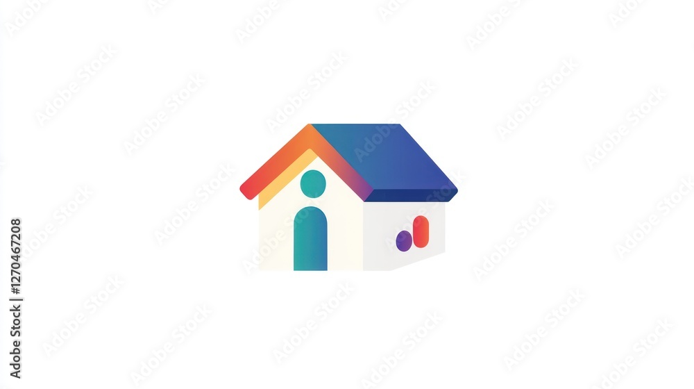 Colorful house icon, digital illustration, website graphic, home concept Colorful house icon, digital illustration, website graphic, home concept