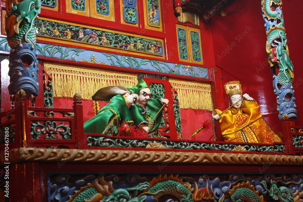 Fototapeta premium Potehi puppet performance at Chinese New Year event