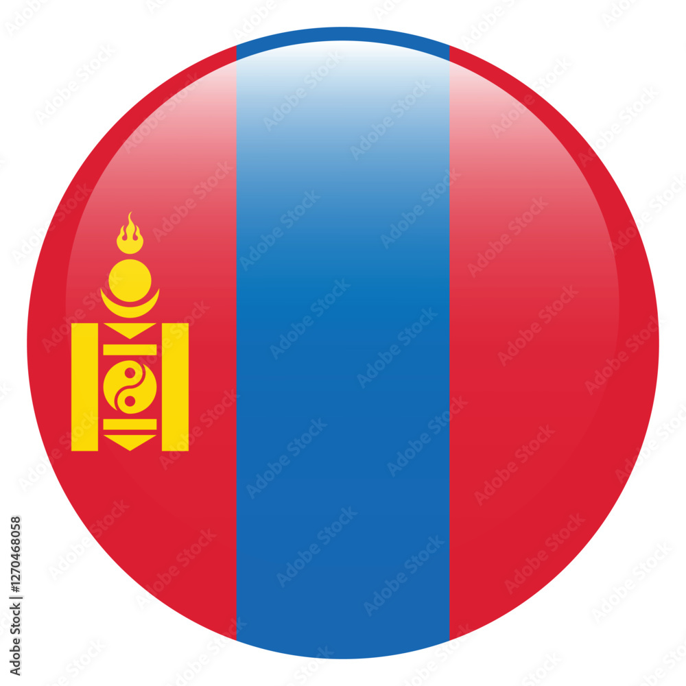Flag of Mongolia. Mongolia round flag logo icon computer vector illustration design Flag of Mongolia. Mongolia round flag logo icon computer vector illustration design