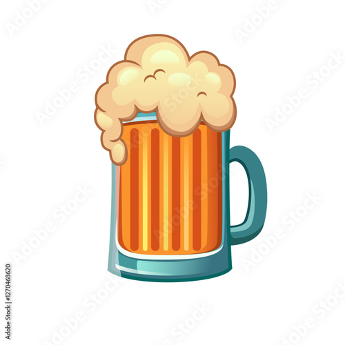 Cartoon image of beer in glass. An artistic freehand picture.