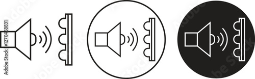 Set of soundproof vectors icons in trendy outline styles. Acoustic insulation vectors signs. Acoustic panel illustration for website designs and mobile app isolated on transparent background.