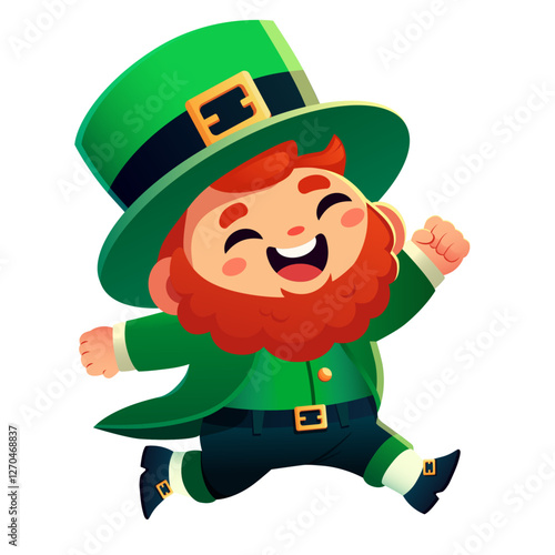 Happy cartoon leprechaun running