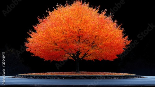 Autumn tree on a roadside photo