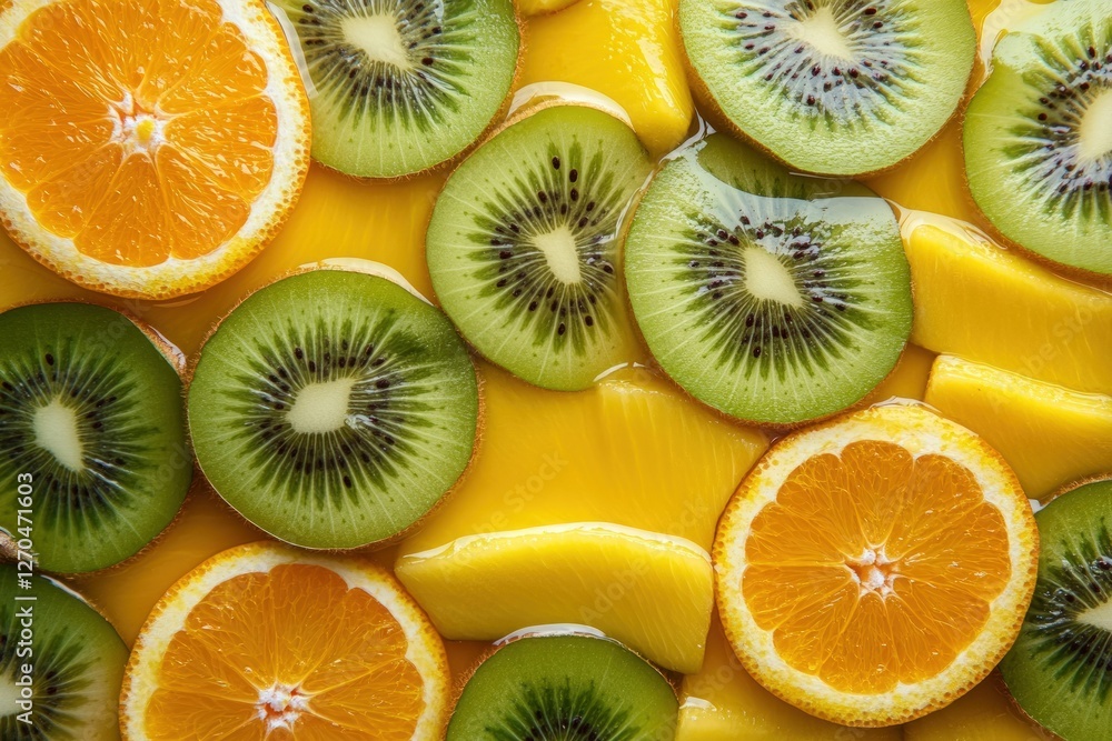 A refreshing fruit salad with kiwi, mango, and orange slices A refreshing fruit salad with kiwi, mango, and orange slices