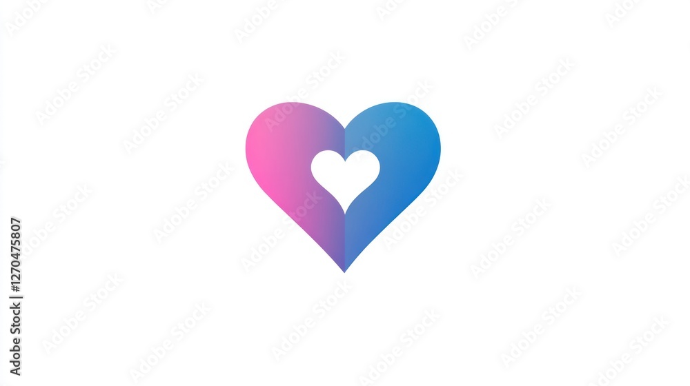 Pink blue heart love symbol design, white background Pink blue heart love symbol design, white background