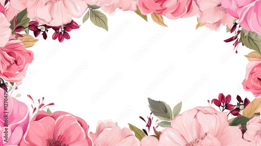 Fototapeta premium background pink floral frame