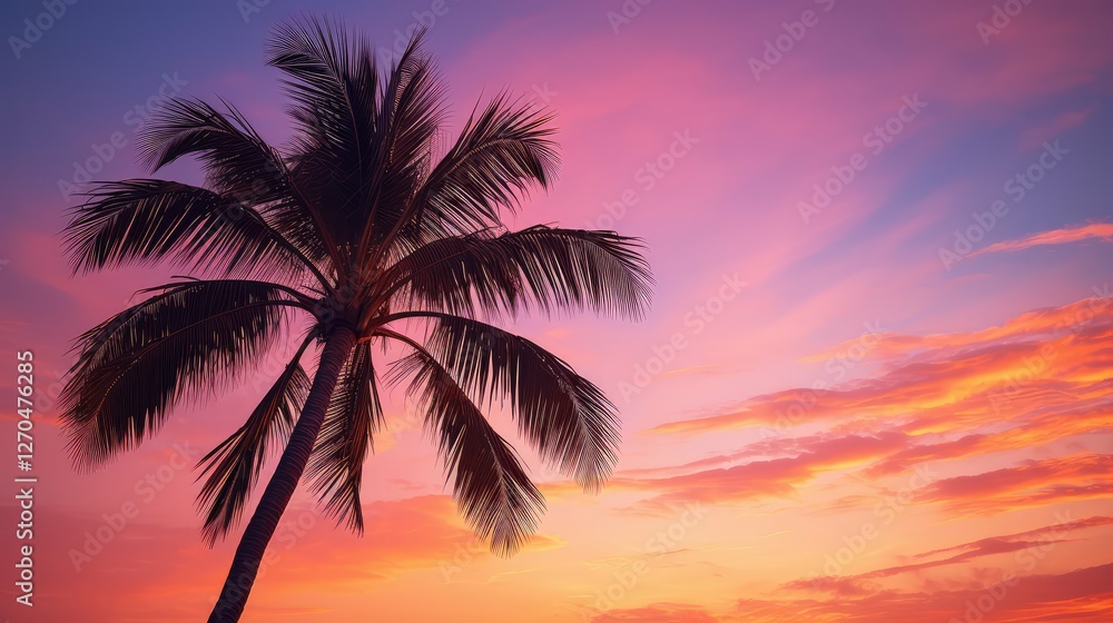 Obraz premium leaves pink palm tree