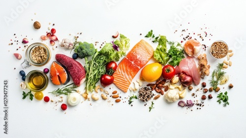 Healthy Food Ingredients on White Background