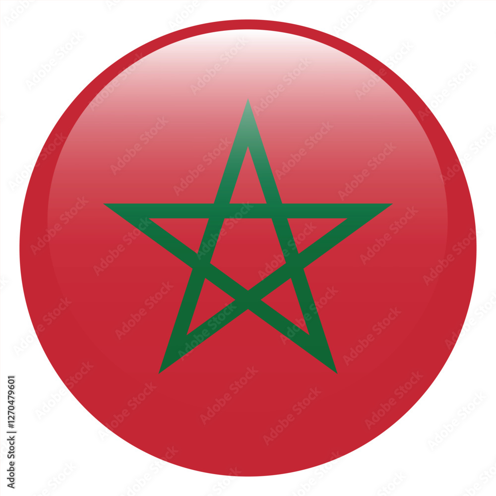 Flag of Morocco. Morocco round flag logo icon computer vector illustration design Flag of Morocco. Morocco round flag logo icon computer vector illustration design