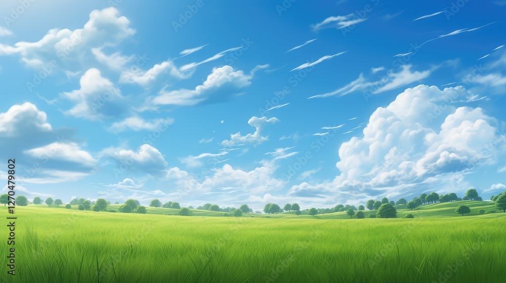 Obraz premium clouds blue sky and grass