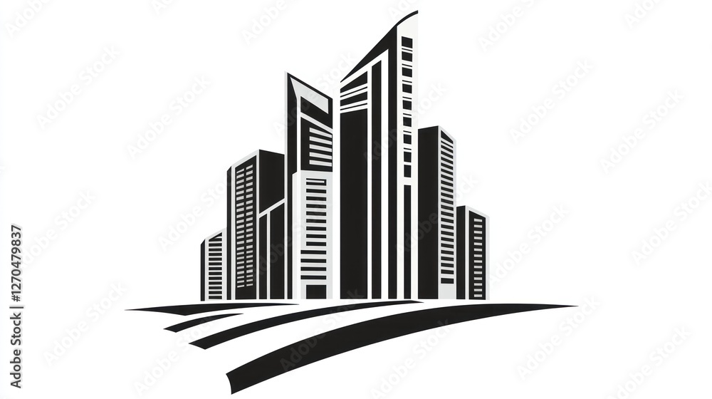 Fototapeta premium Modern city skyline, urban development, cityscape, background, real estate