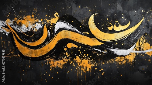 Wallpaper Mural A Dynamic Brushstroke-Style Arabic Calligraphy Painting. Torontodigital.ca