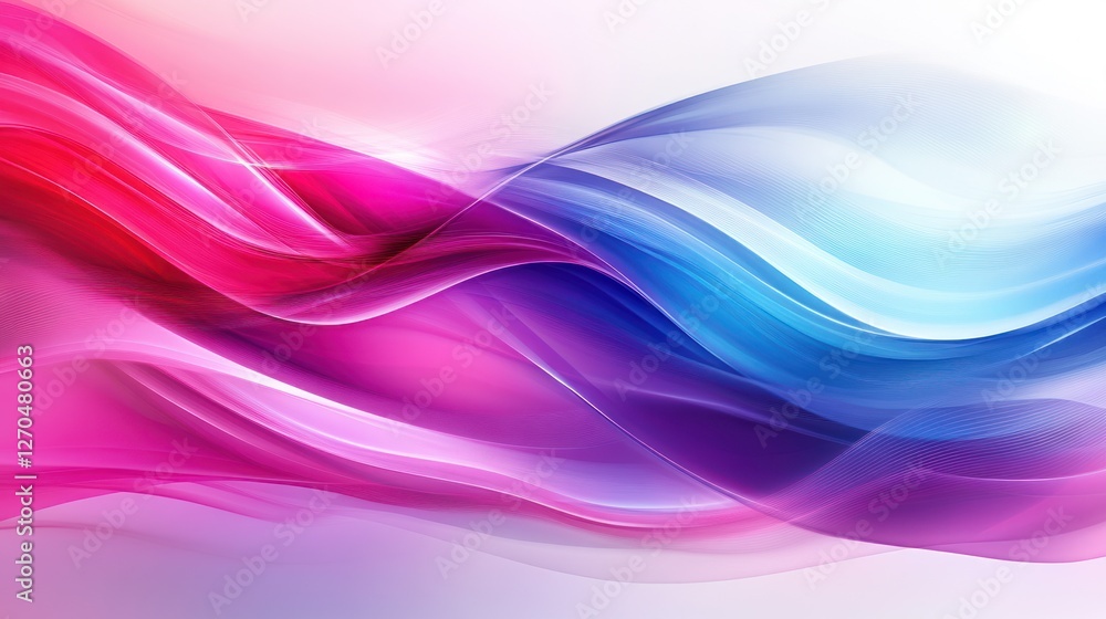 Naklejka premium Abstract pink blue waves flowing, bright background, digital art, website design