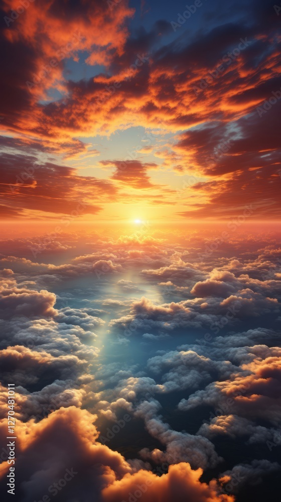 神秘的な上空の自然風景,Generative AI AI画像 神秘的な上空の自然風景,Generative AI AI画像
