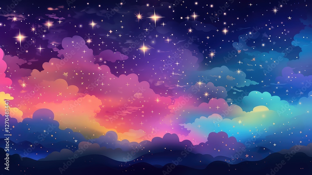Fototapeta premium twinkling stars background cartoon