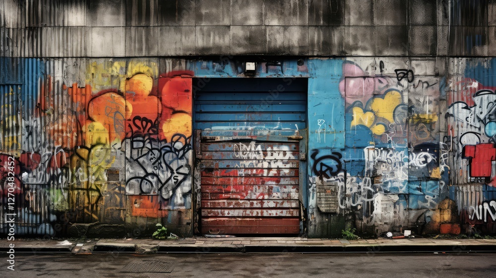 Obraz premium grey block wall with a door