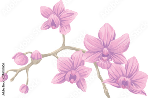 orchid Branch painting botanical illustration