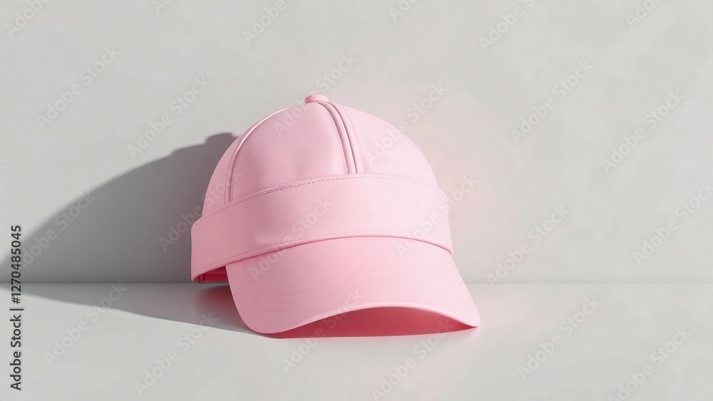 Fototapeta premium Pink sun Cap Mock-up On White Background pink Baseball Cap Mockup On White Background logo, stcker, branding, advertising, promotion, product, logo, sticker, label, tag, mock, up, protect,
