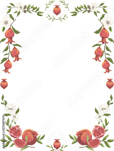 pomegranate border and frame illustration
