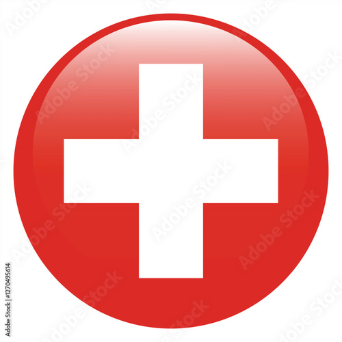 Flag of Switzerland. Switzerland round flag logo icon computer vector illustration design