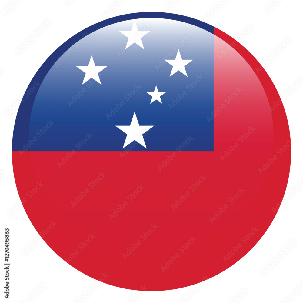 Flag of Samoa. Samoa round flag logo icon computer vector illustration design Flag of Samoa. Samoa round flag logo icon computer vector illustration design