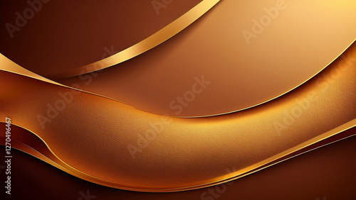 A dynamic golden wave flows across a dark brown background, creating an elegant and luxurious abstract design.