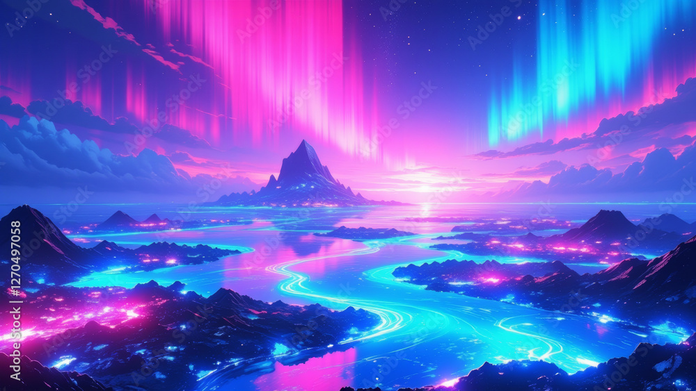 Fototapeta premium anime abstract landscape illustration background