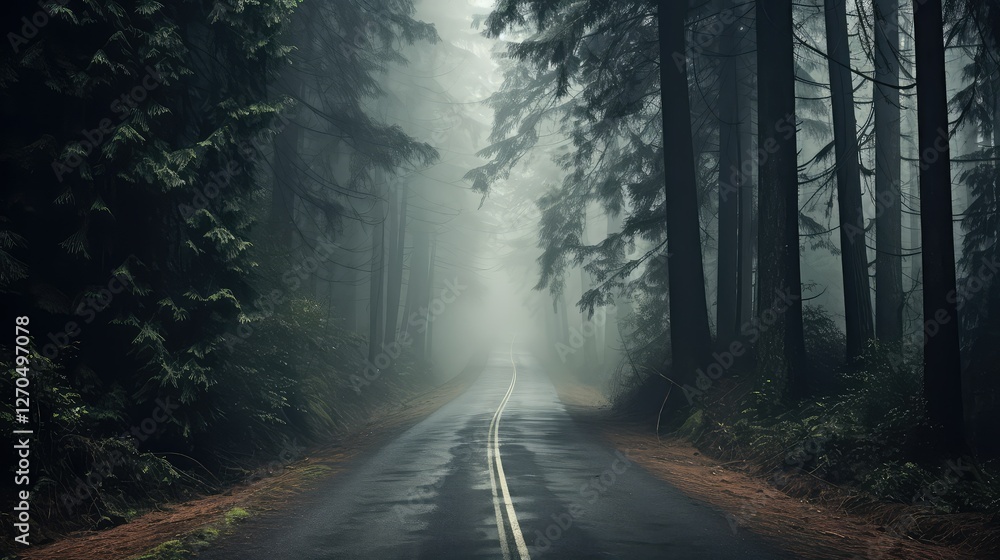 Fototapeta premium mist lonely road