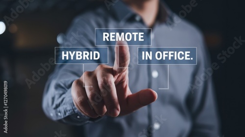 Person selects remote work option from hybrid in office choices