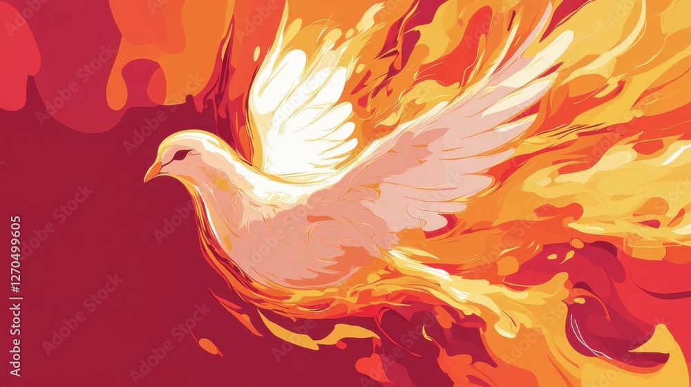 Fototapeta premium Illustration of Dove and Flames