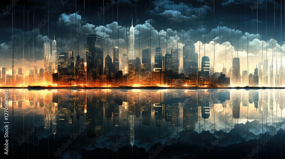 Naklejka premium skyle reflection in water