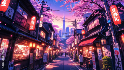 Wallpaper Mural  anime wallpaper japanese tokyo city architecture illustration background Torontodigital.ca